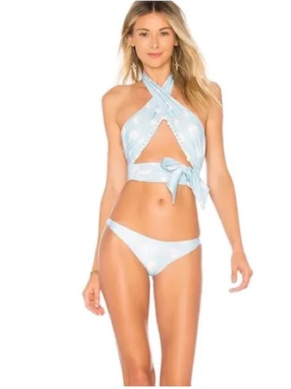 Tularosa Sky Blue Crisscross Tie-Front Bikini